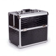 Kosmetikkoffer Aluminium Schwarz Croco Design Rund