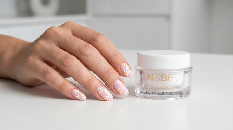 Flower Nails mit gemalten Blüten auf gepflegten Nägeln
