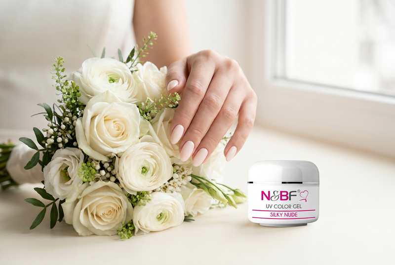Elegante Brautnaegel in Nude mit feiner French-Linie