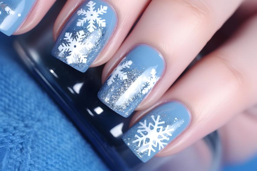 Nägel mit Schneeflocken