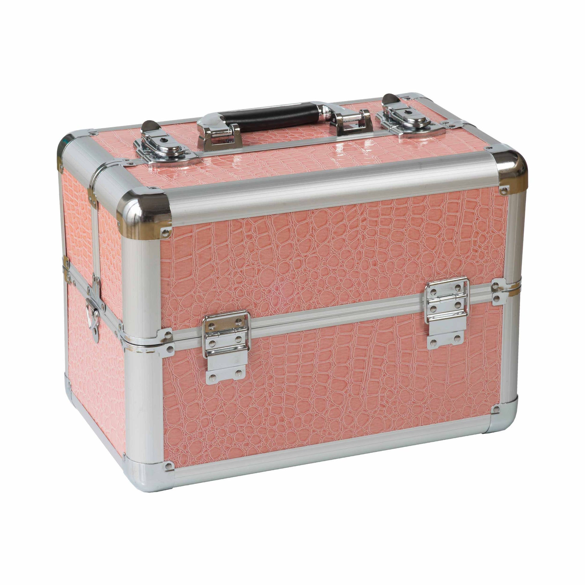 Nails Beauty Factory Kosmetikkoffer Kompakt Pink Croco Design rund