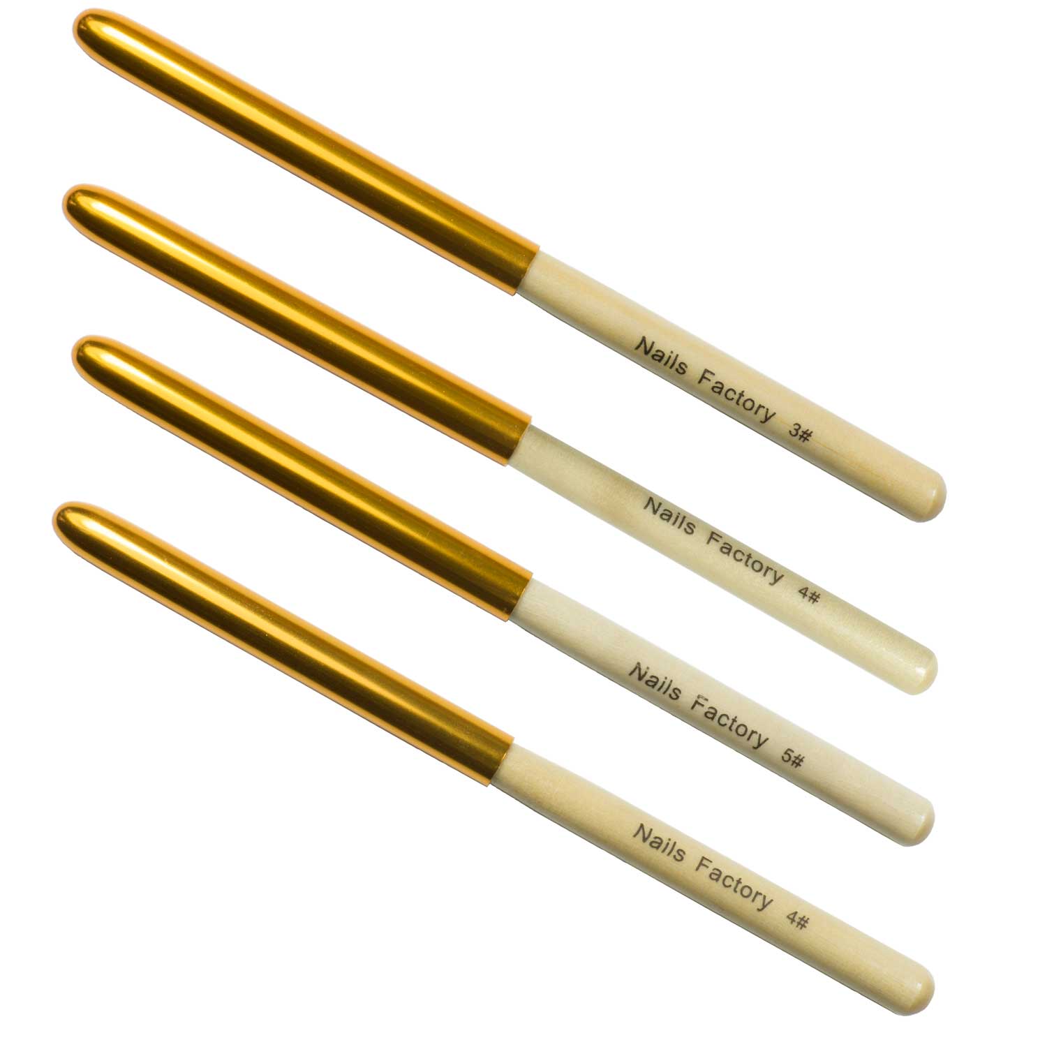 Nails Factory Gel Pinsel Gold 4er Set mit kappe