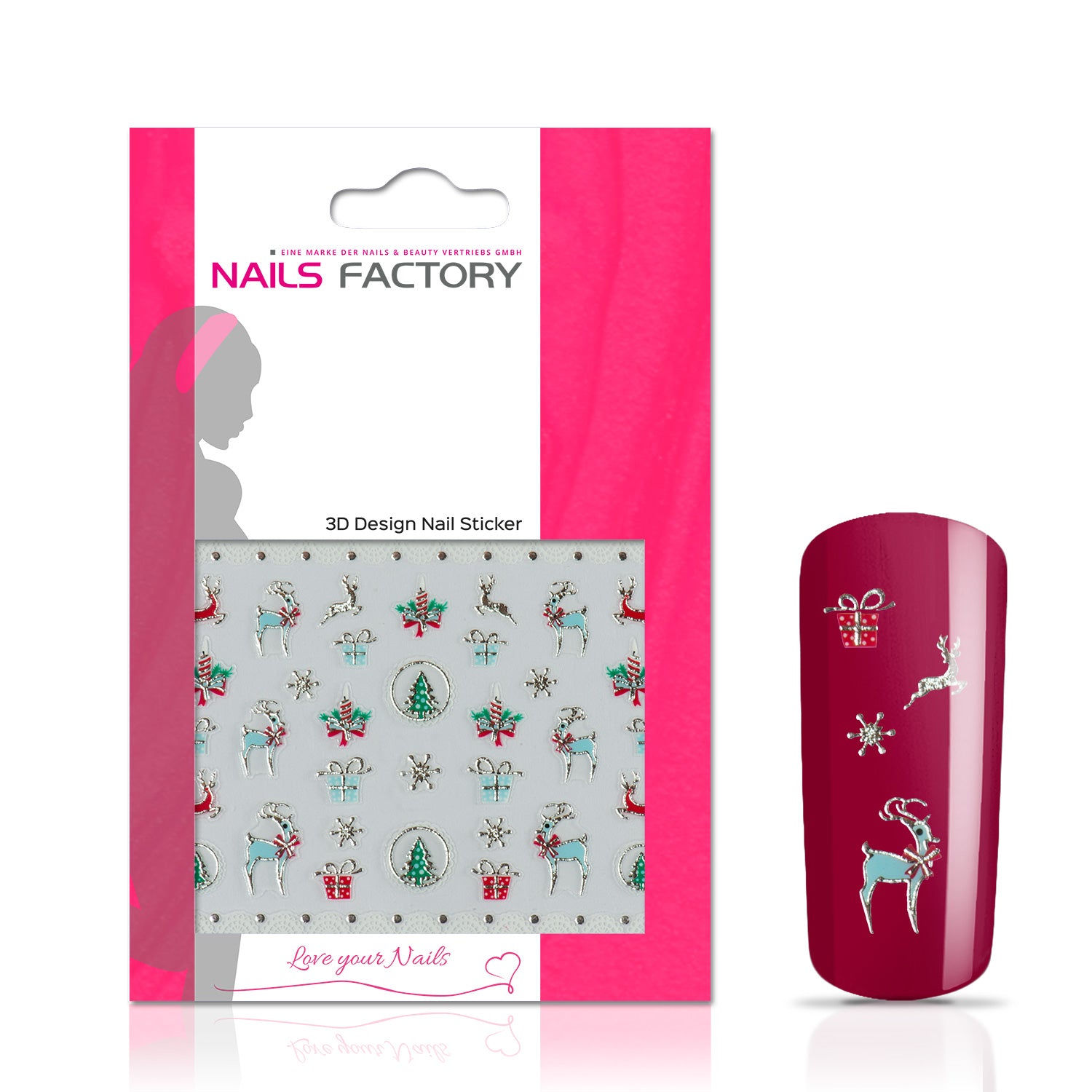 Nails Factory Nagelsticker Christmas silver bambi
