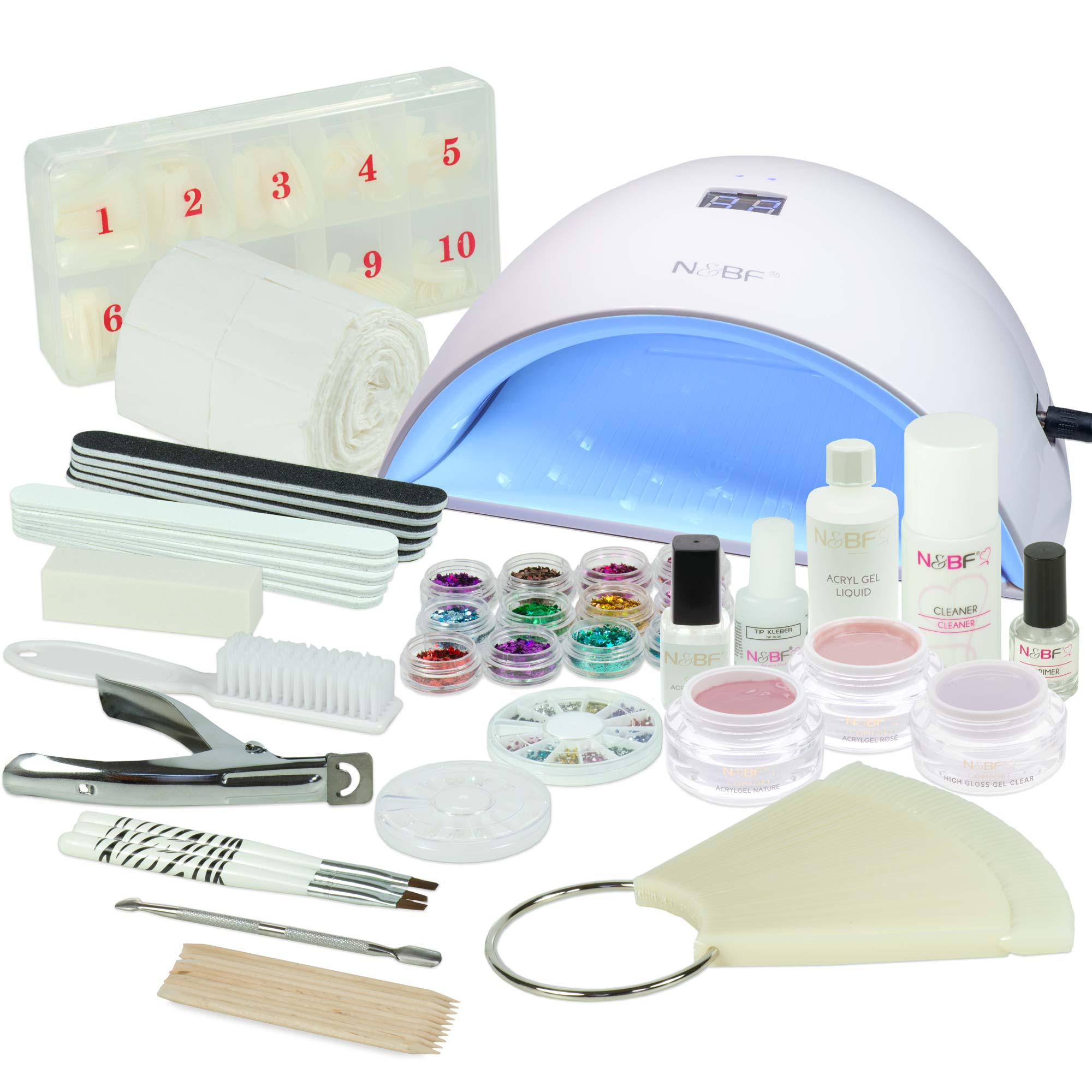 Nails and Beauty Factory Acrylgel Starter Set UVA Curve Weiss Naro Highgloss