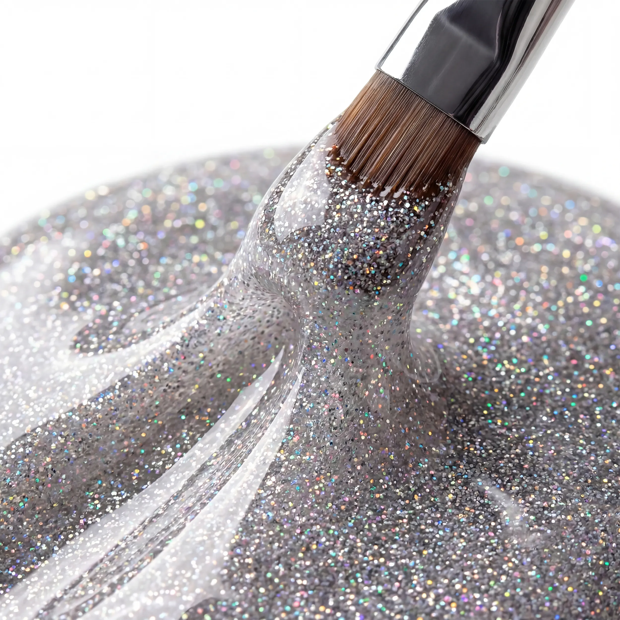Glitter Farbgel Silver Multicolor 5ml