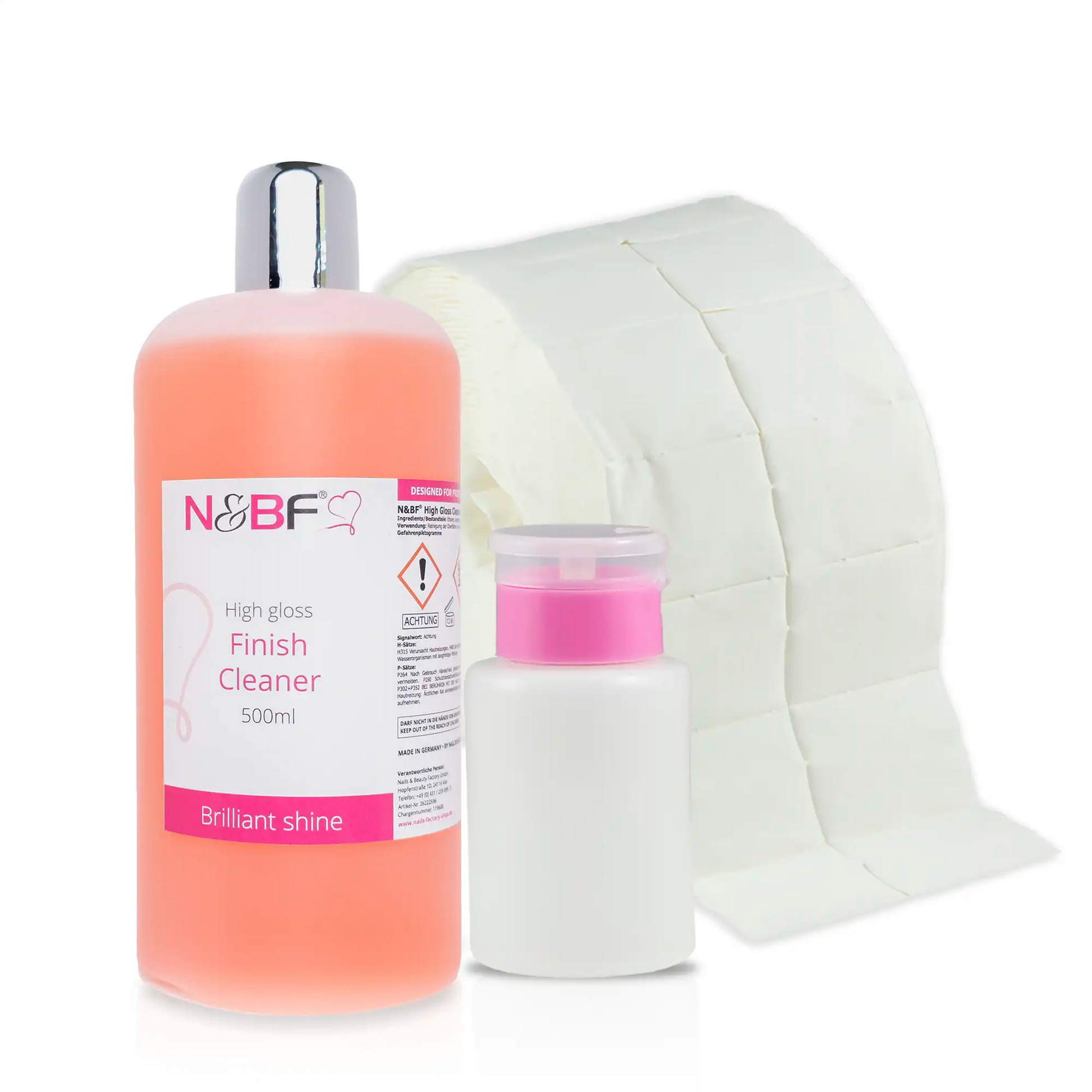 N&BF N&BF High Gloss Finish Cleaner 500ml Zelletten & Dispenser Set Rosa Produktbild