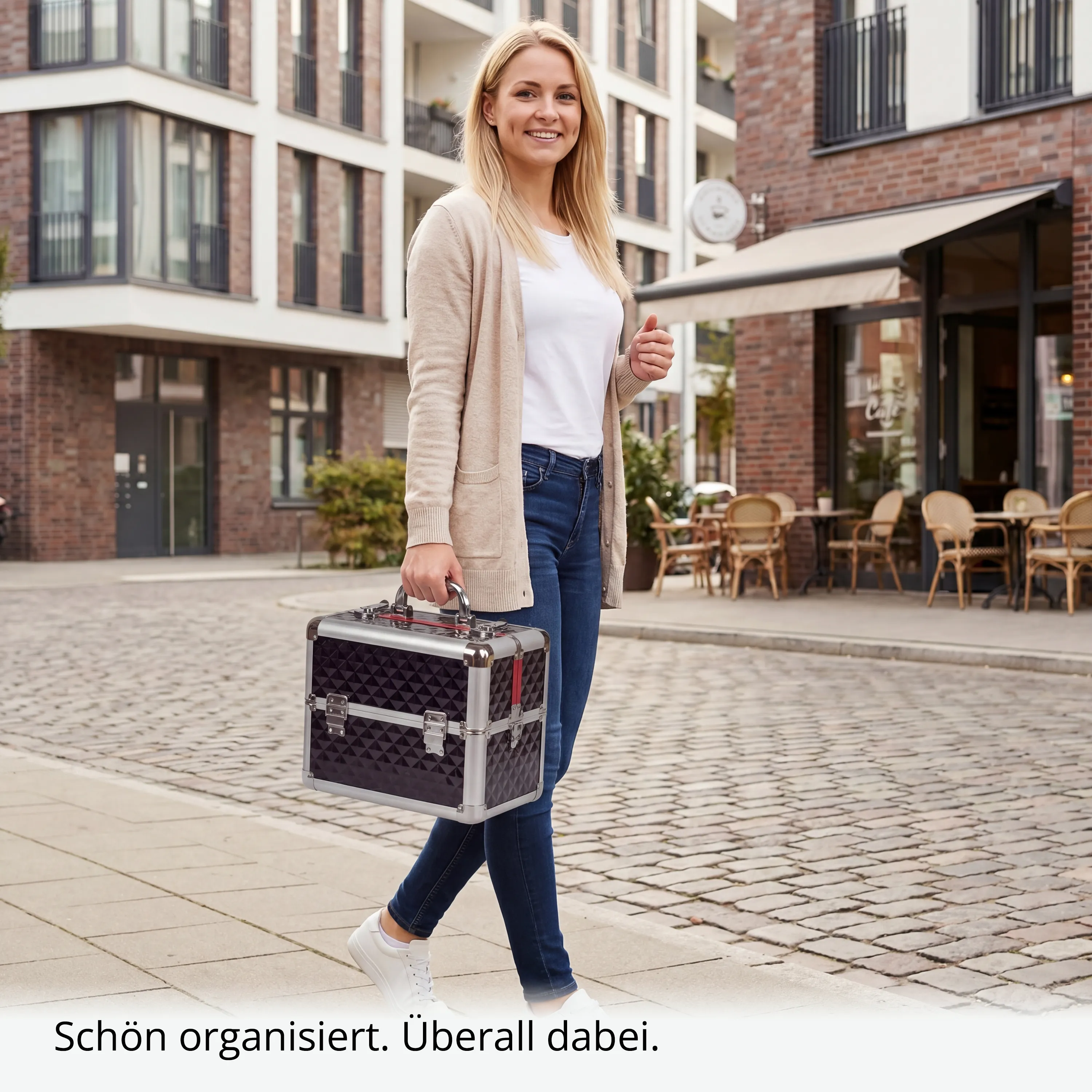 Kosmetikkoffer kompakt Schwarz Diamonds