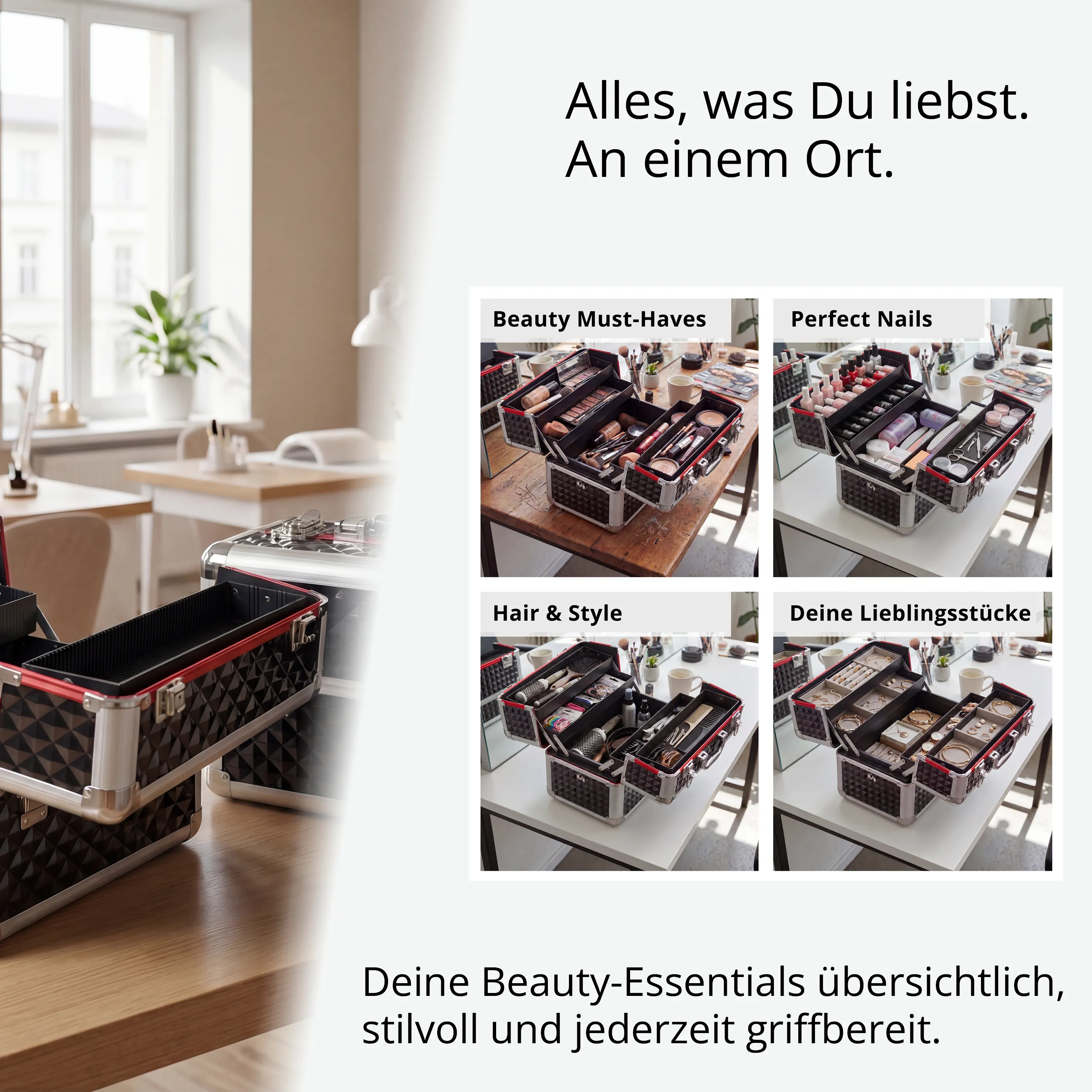 Kosmetikkoffer kompakt Schwarz Diamonds
