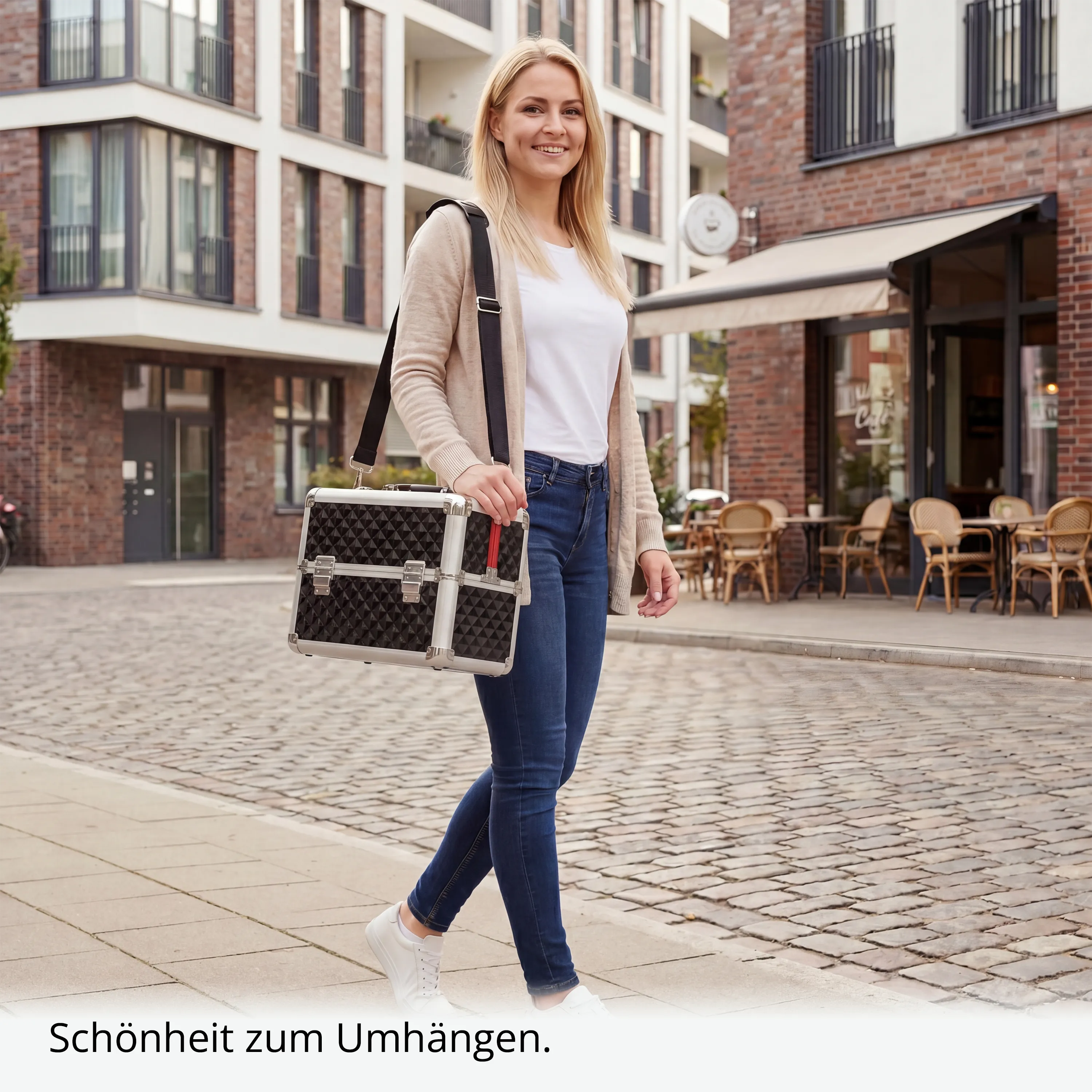 Kosmetikkoffer kompakt Schwarz Diamonds
