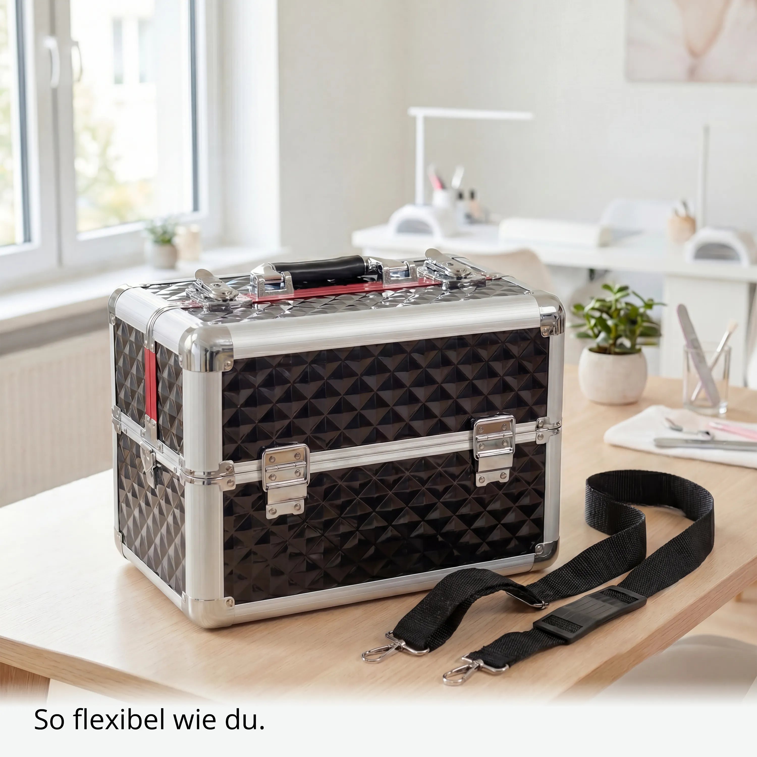 Kosmetikkoffer kompakt Schwarz Diamonds