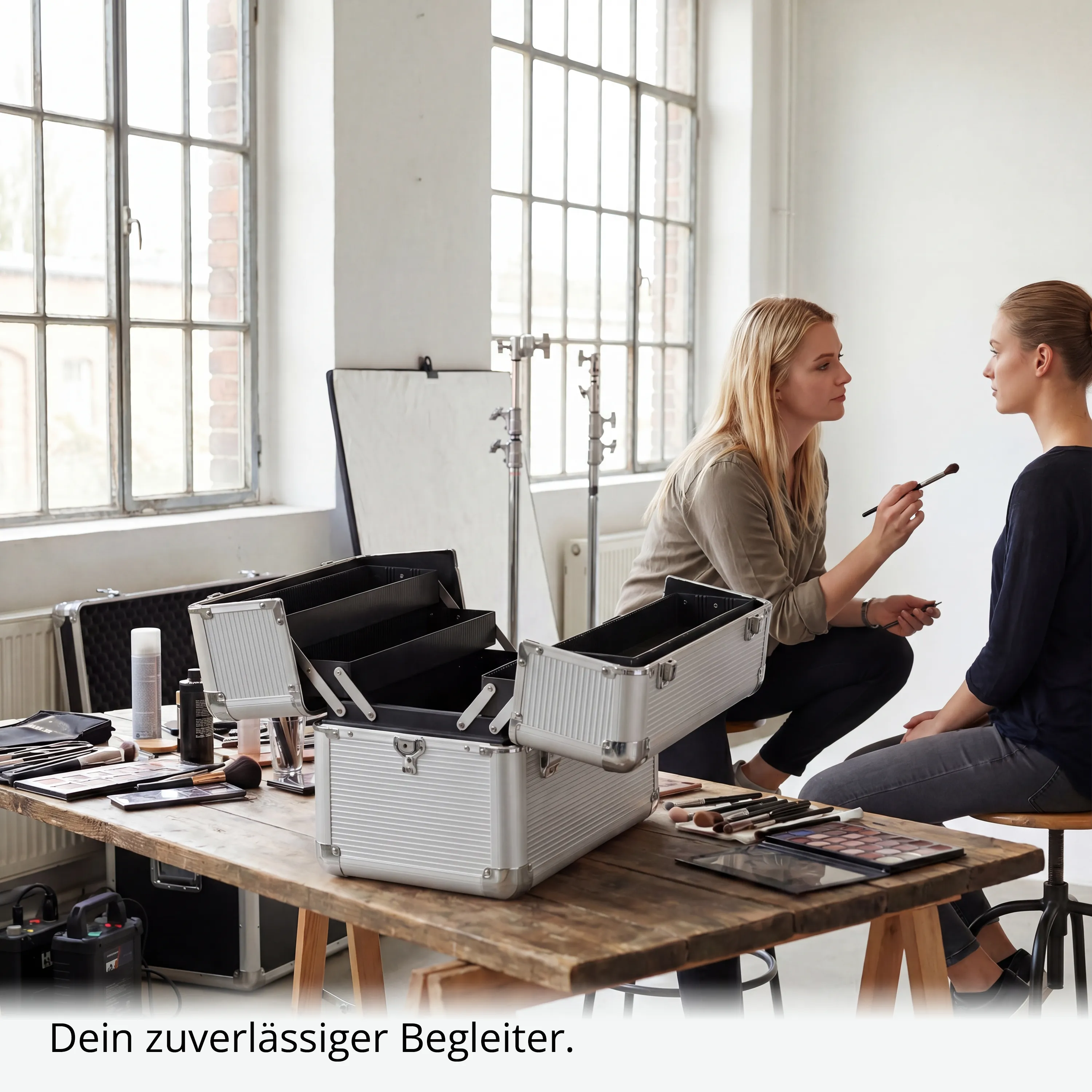 Kosmetikkoffer kompakt Silver Design rund