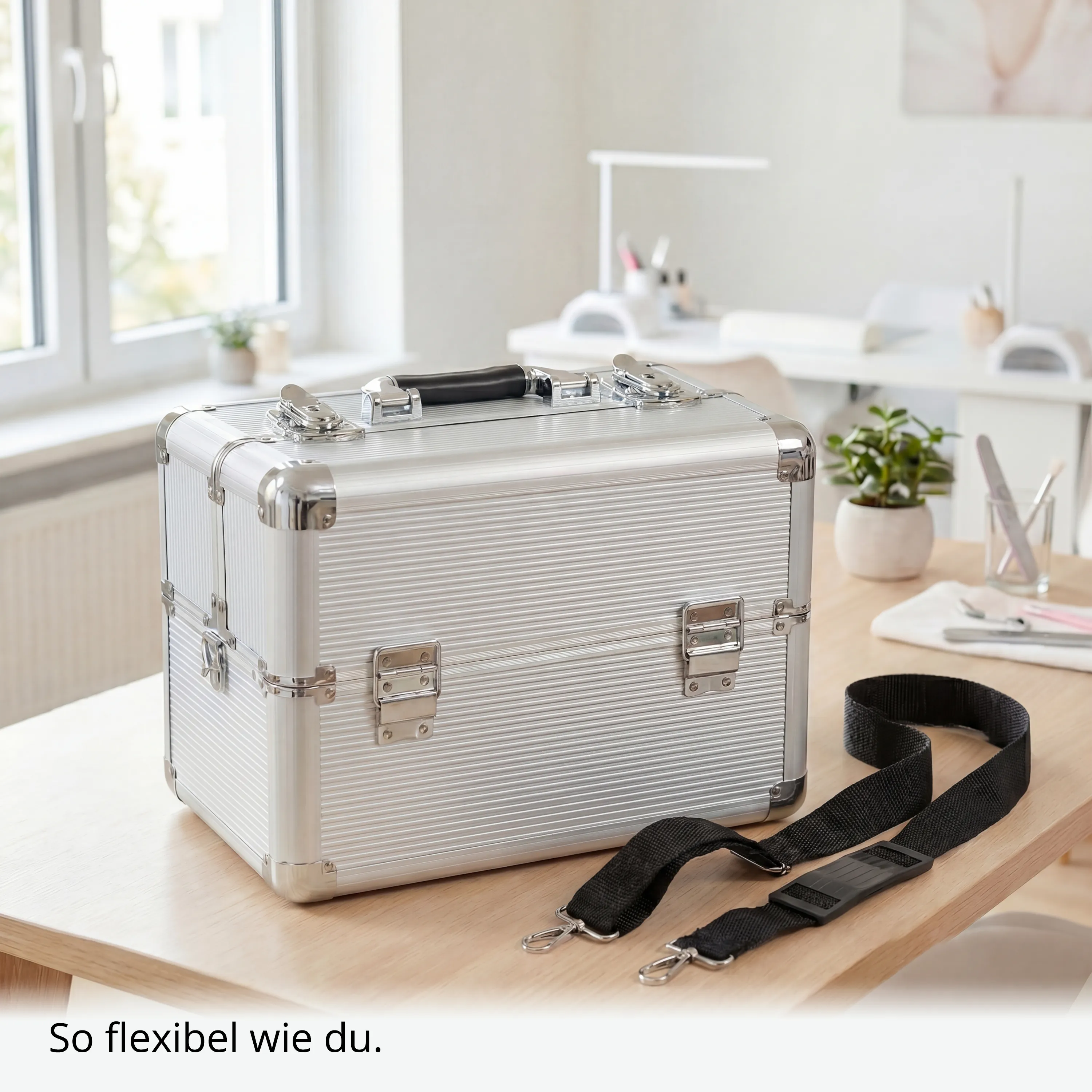 Kosmetikkoffer kompakt Silver Design rund