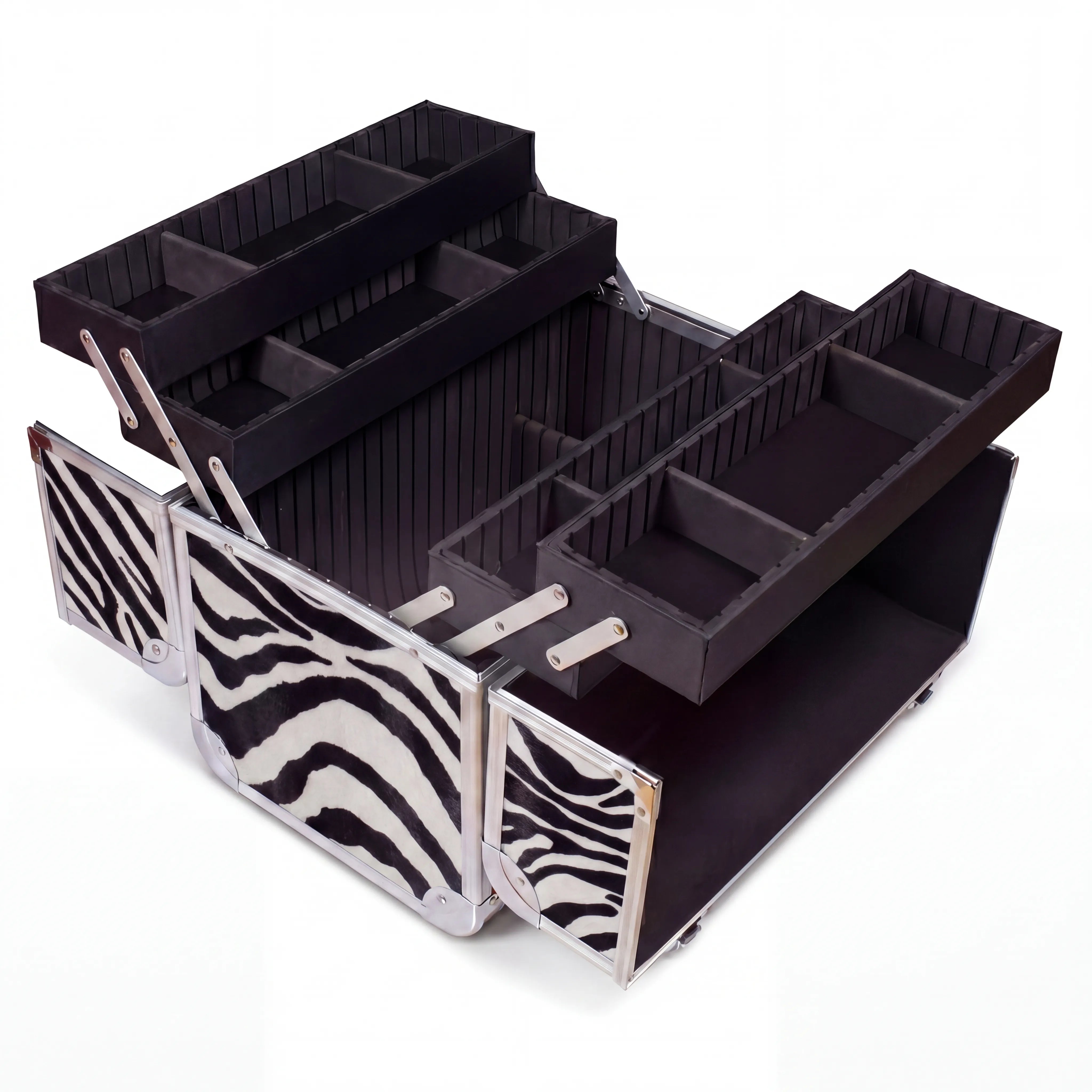 Kosmetikkoffer Aluminium Zebra Design rund