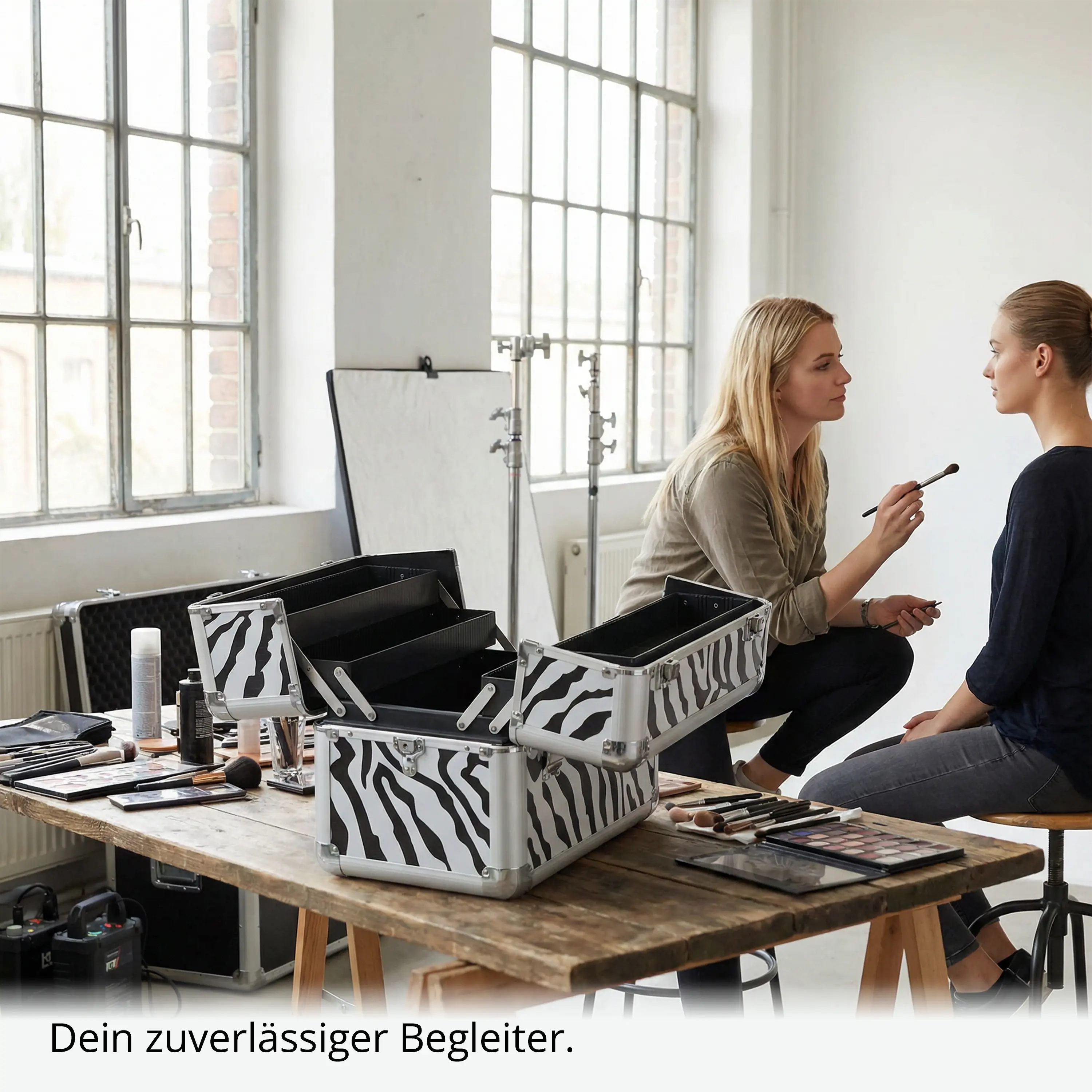 Kosmetikkoffer kompakt Zebra Design rund