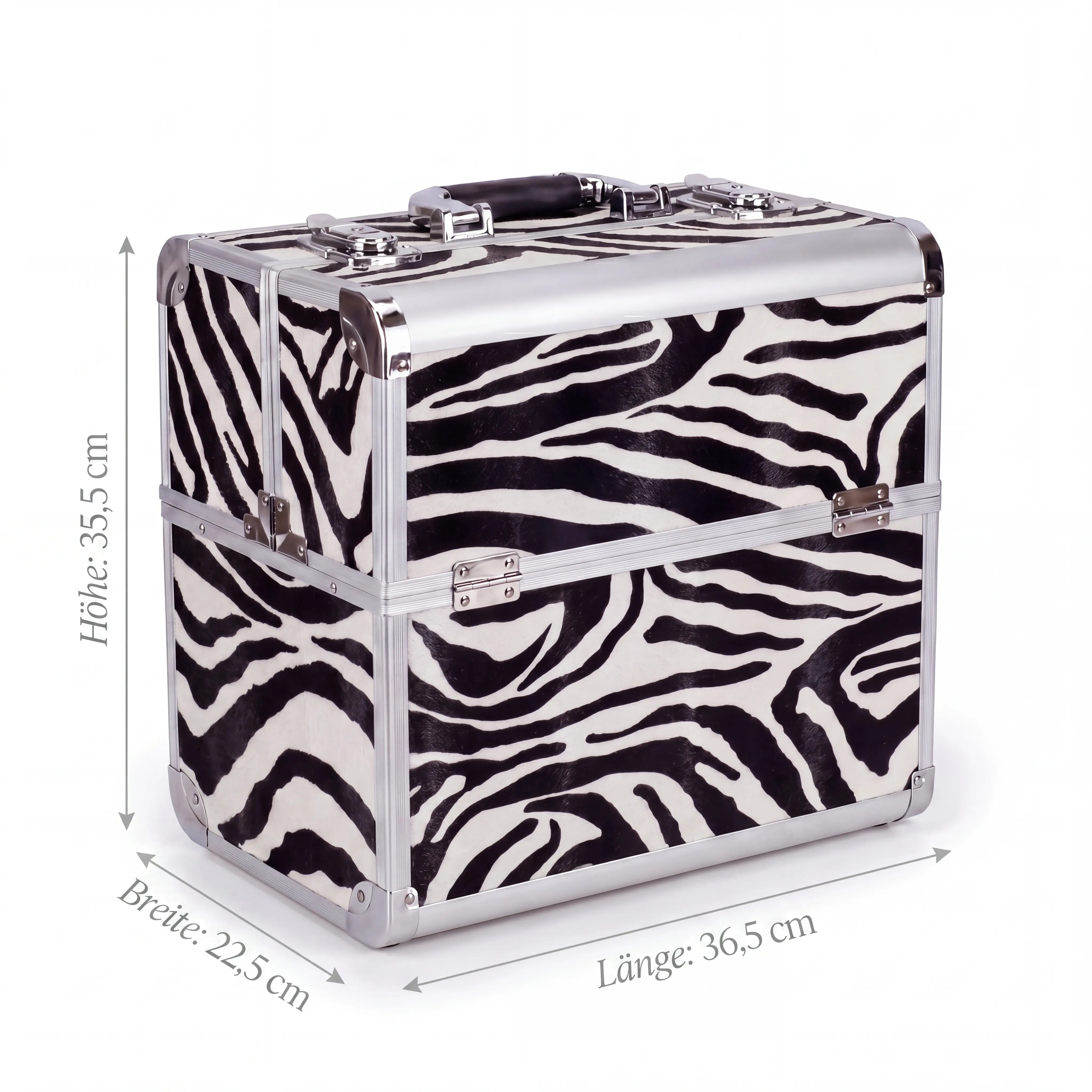 Kosmetikkoffer Aluminium Zebra Design rund