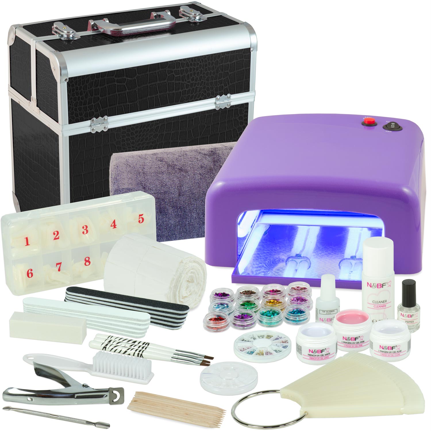 Nails and Beauty Factory Mobiles Nagelstudio Mega Starter Set Schwarz Crocos Design 2018