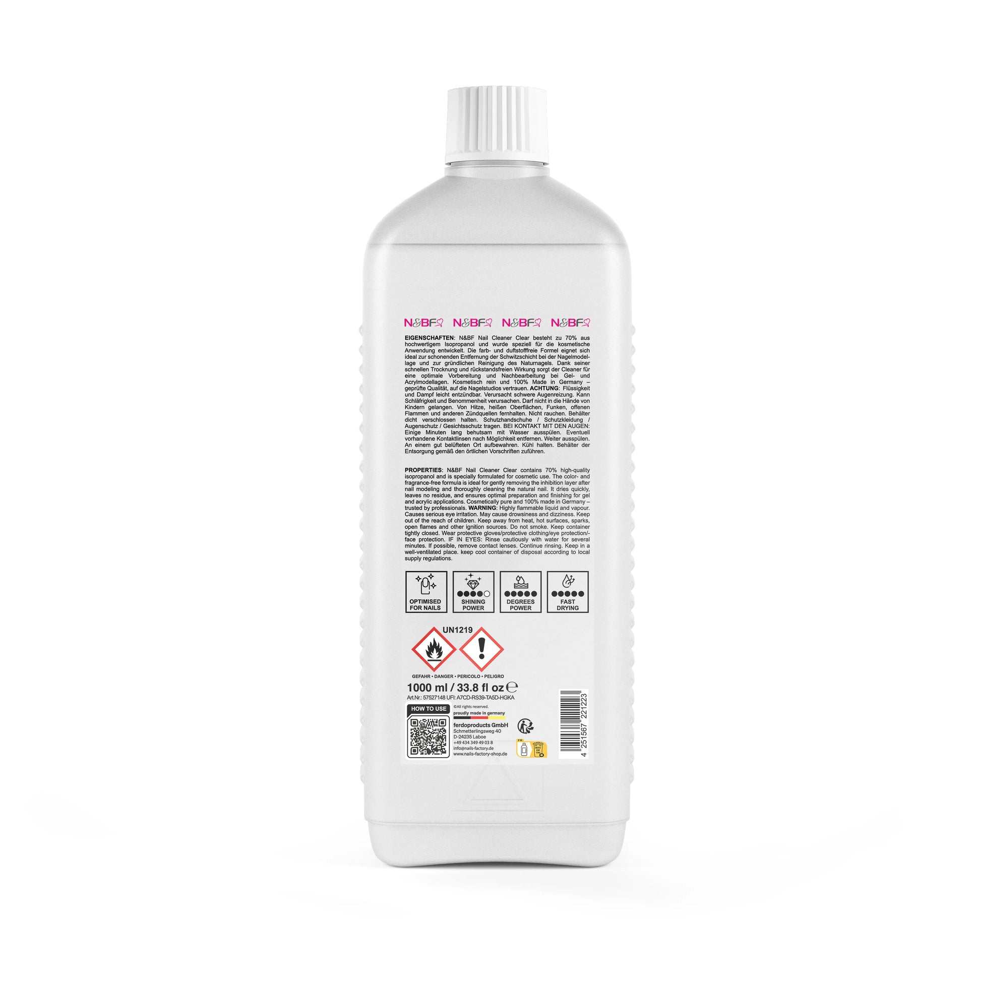 N&BF Nagel Cleaner 1000ml - 70% Isopropylalkohol Detailbild 2