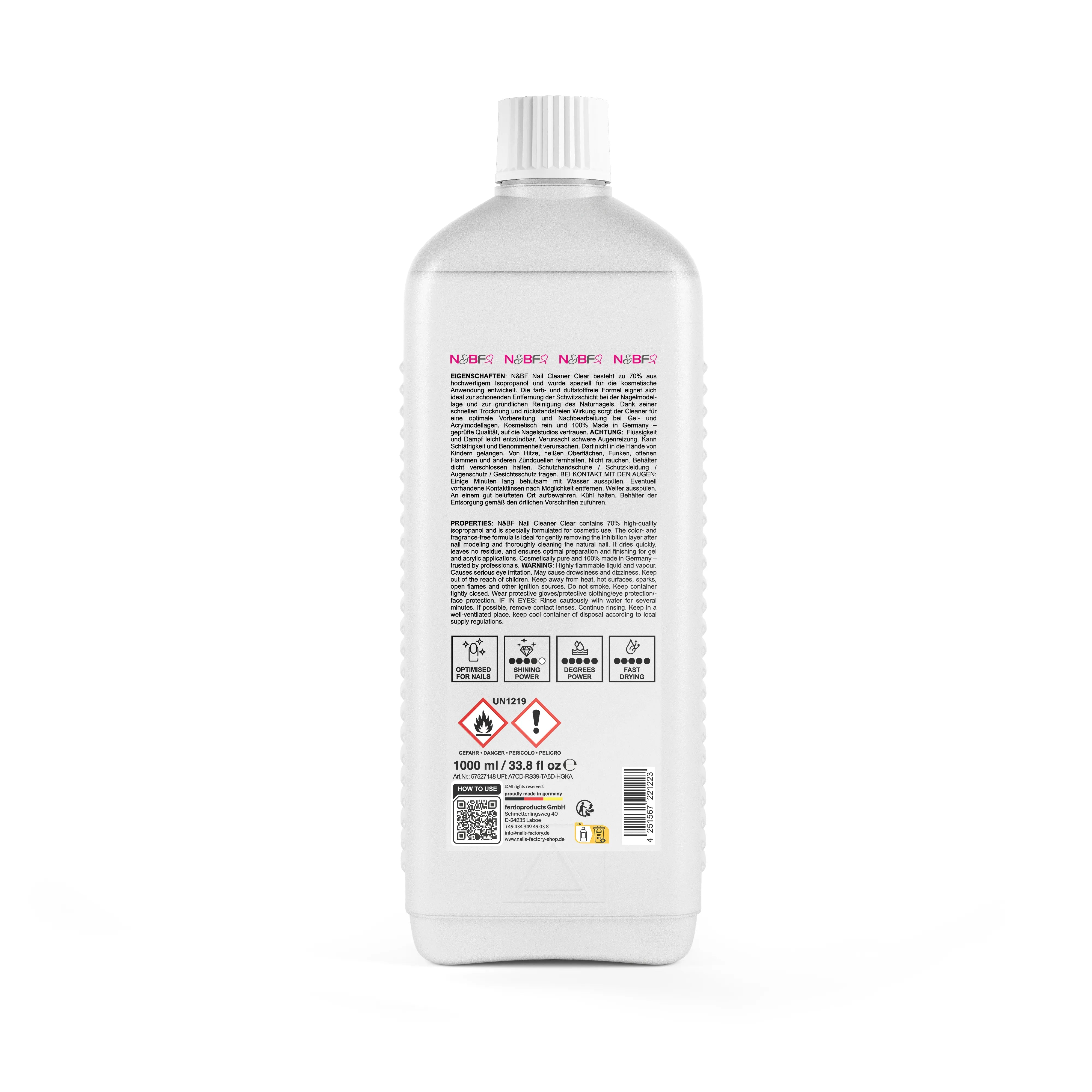 N&BF Nagel Cleaner 1000ml - 70% Isopropylalkohol Detailbild 2