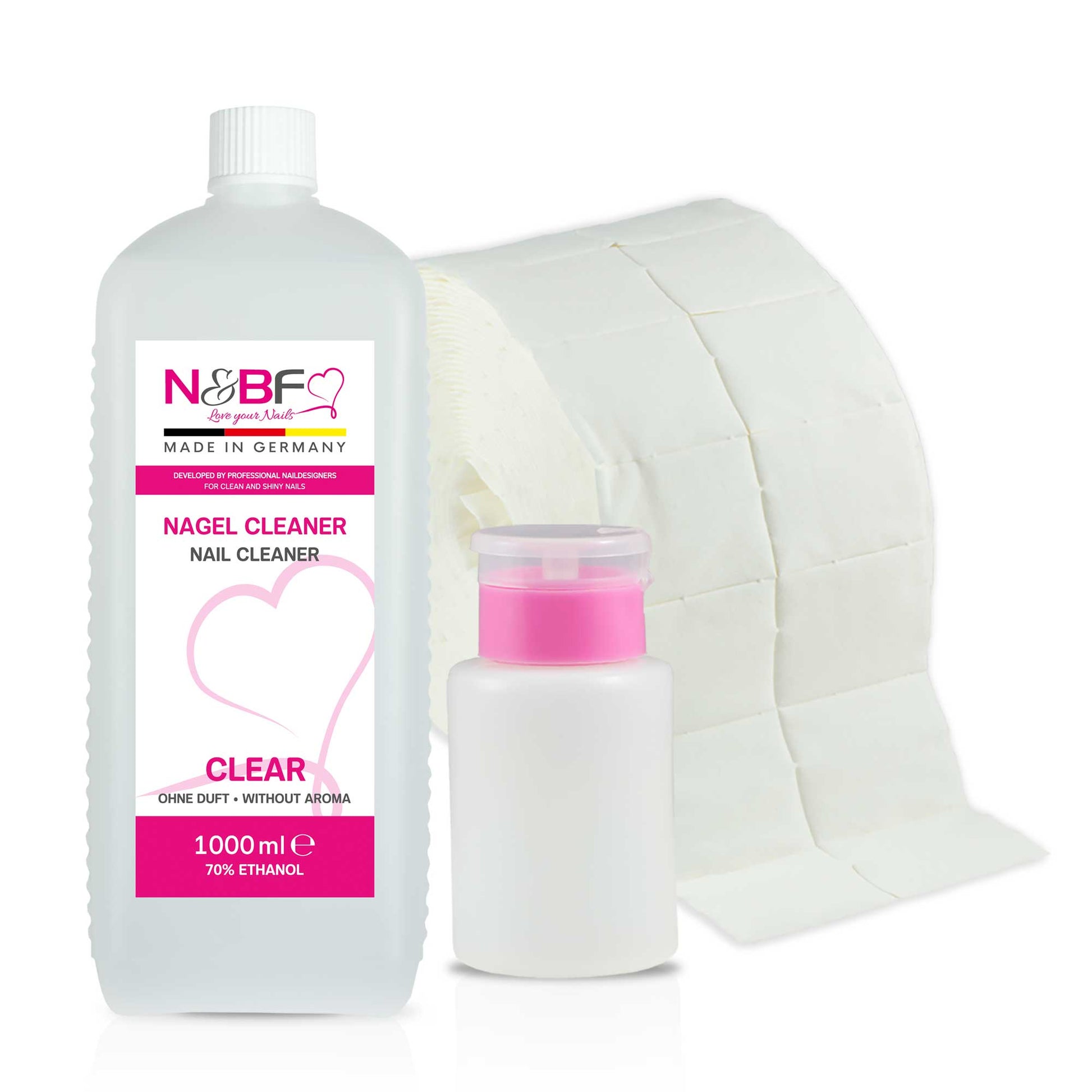 N&BF N&BF Nagel Cleaner all for one klar 1000ml  +  Zelletten & Dispenser Blau Anwendung und Zubehör
