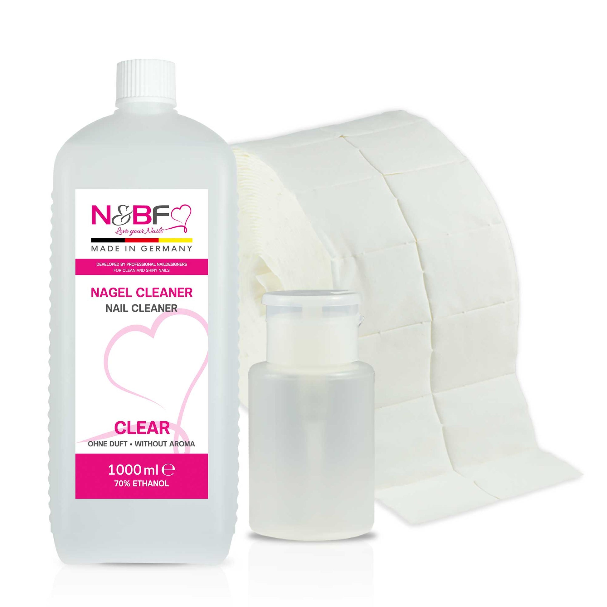 N&BF N&BF Nagel Cleaner all for one klar 1000ml  +  Zelletten & Dispenser Blau Anwendung und Zubehör