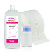 N&BF N&BF Nagel Cleaner all for one klar 1000ml  +  Zelletten & Dispenser Blau Produktbild