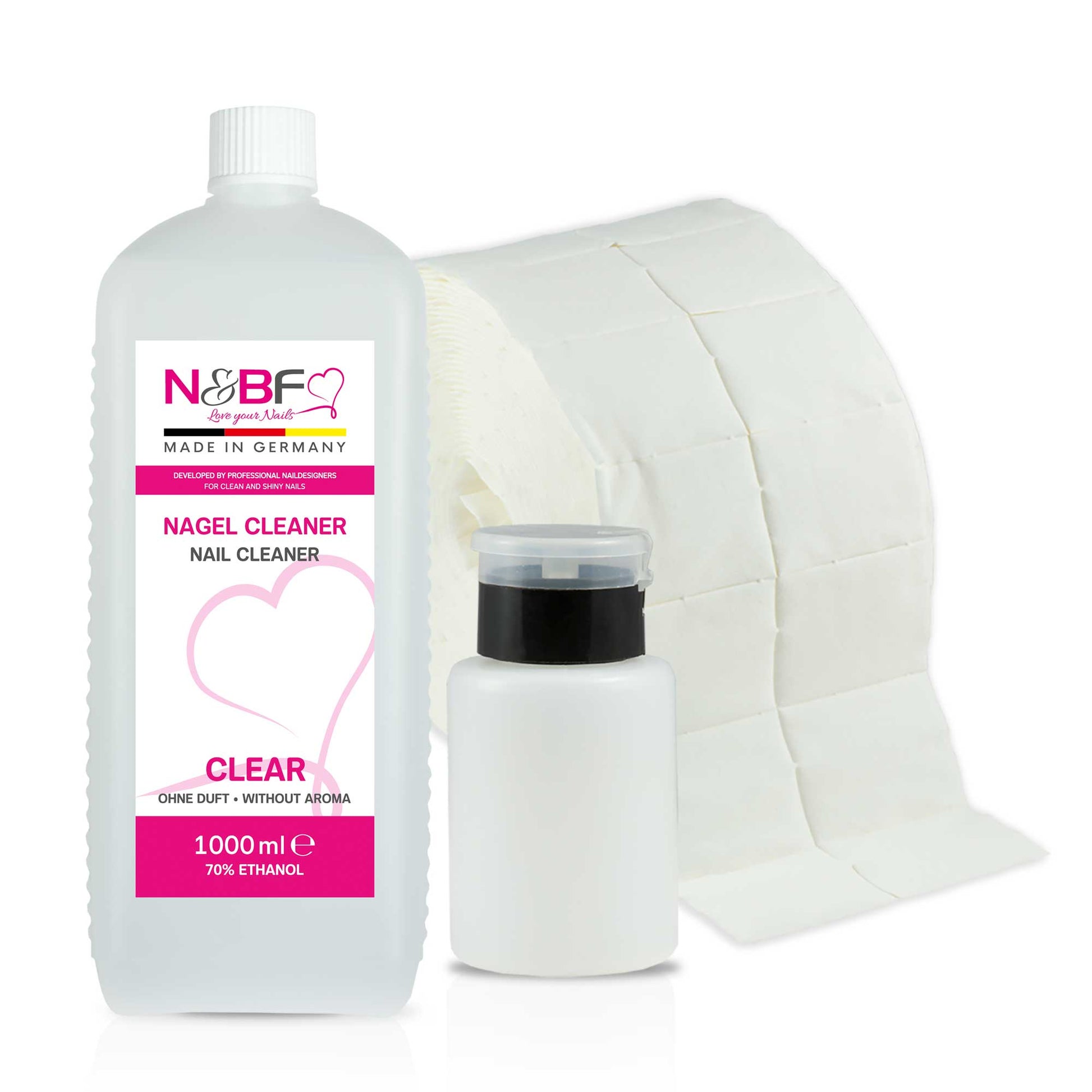 N&BF N&BF Nagel Cleaner all for one klar 1000ml  +  Zelletten & Dispenser Blau Anwendung und Zubehör