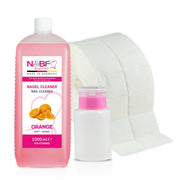 N&BF N&BF Nagel Cleaner all for one Orange 1000ml  +  Zelletten & Dispenser Rosa Produktbild