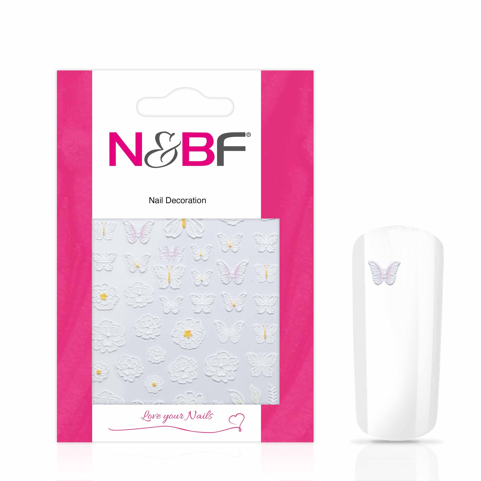 Nails and Beauty Factory Nagelsticker Butterfly White 1