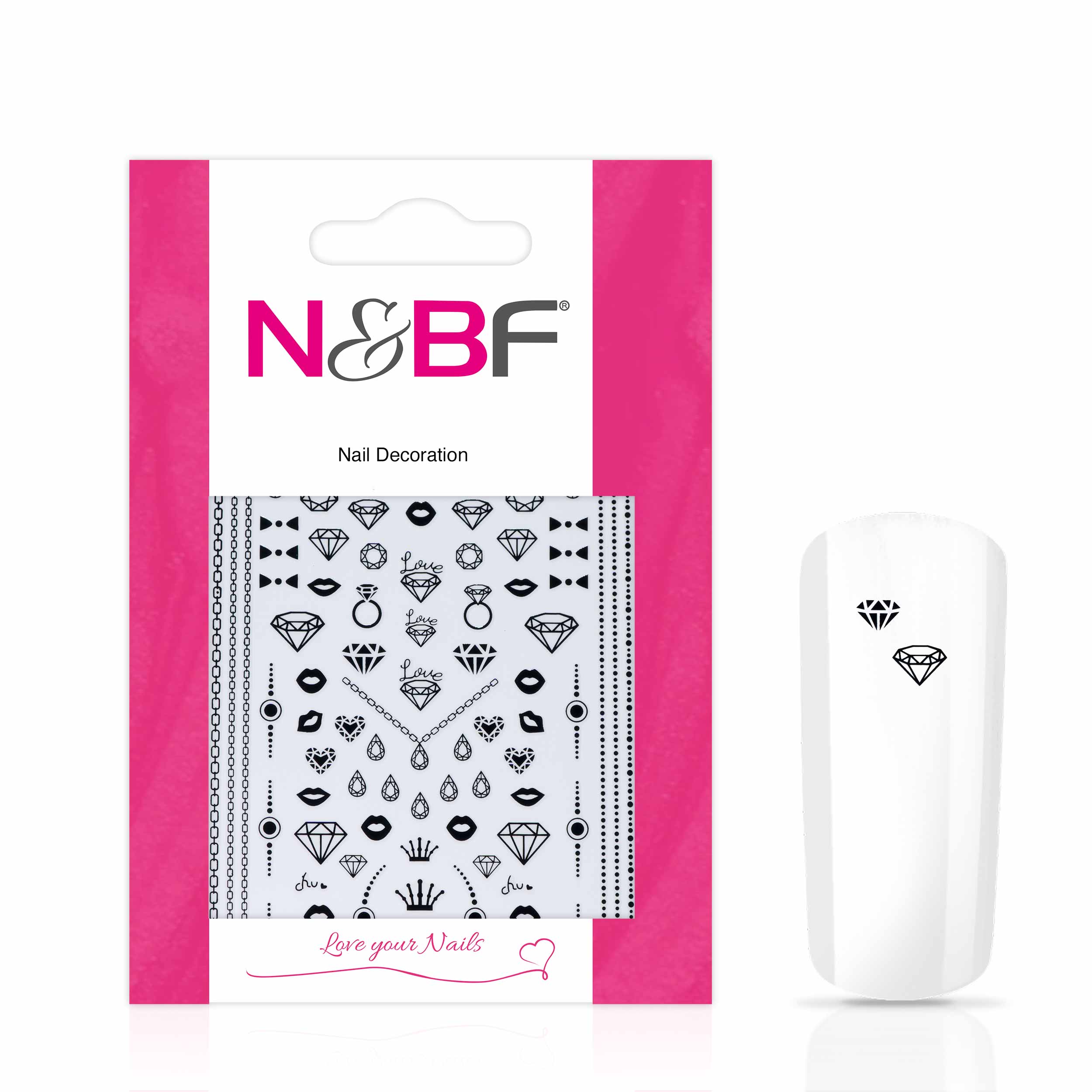 Nails and Beauty Factory Nagelsticker Diamonds Love Black 1