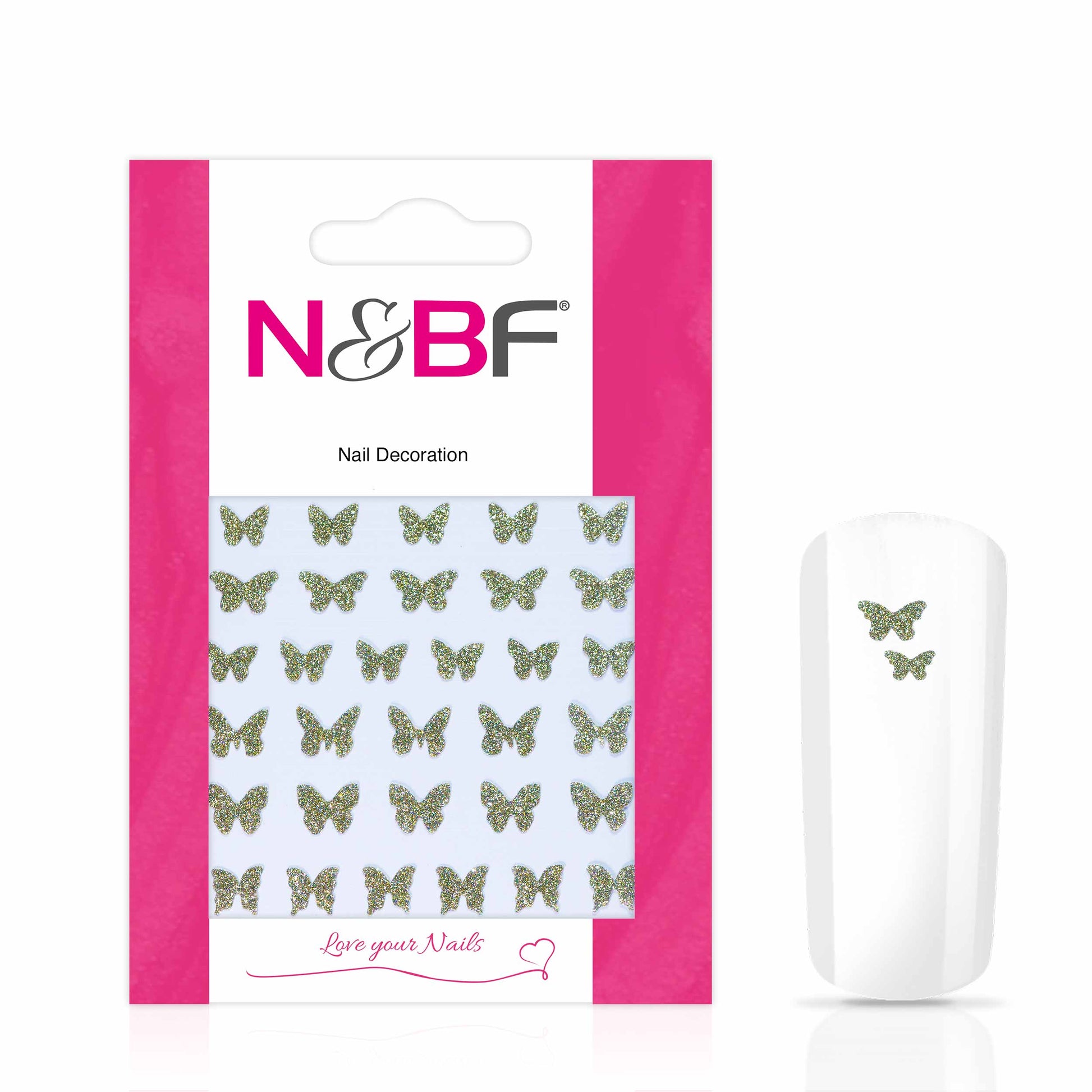 Nails and Beauty Factory Nagelsticker Glitter Golden Butterflys 1
