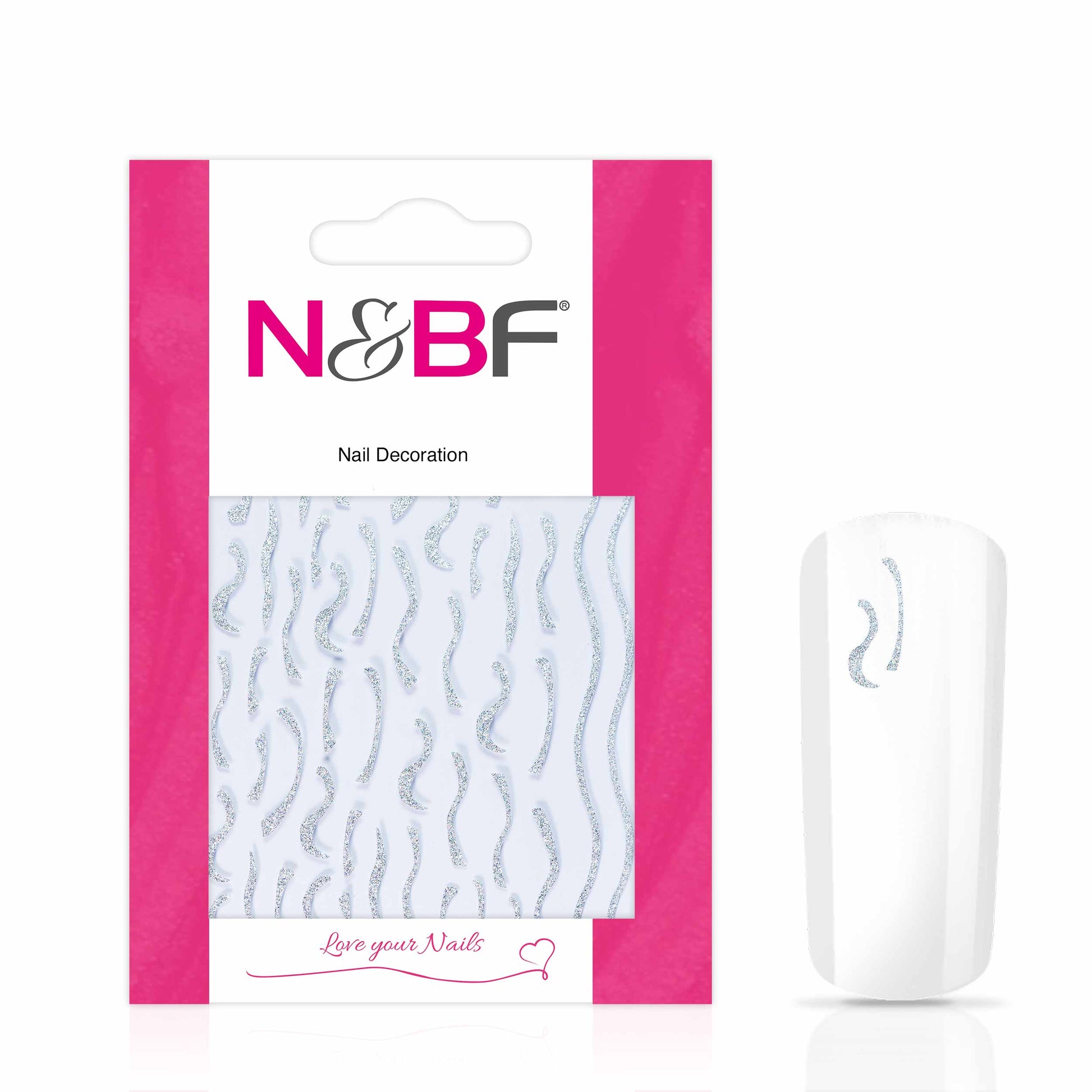 Nails and Beauty Factory Nagelsticker Glitter Silver Lines 1
