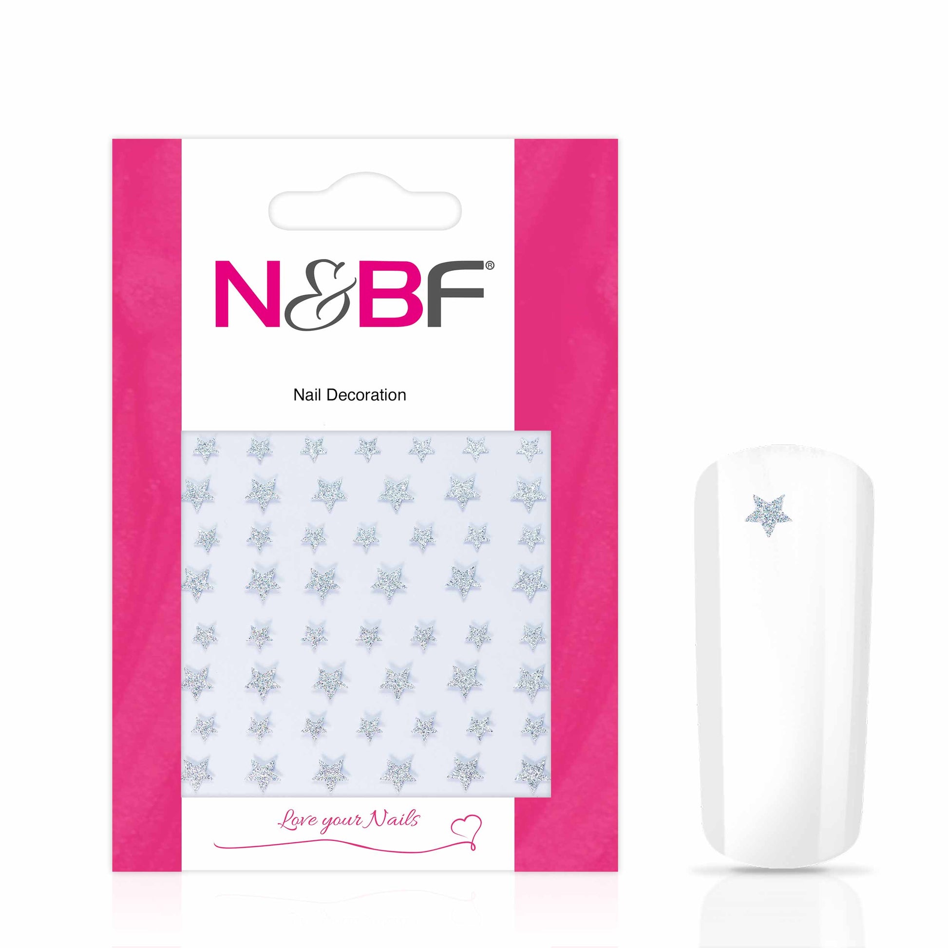 Nails and Beauty Factory Nagelsticker Glitter Silver Stars 1