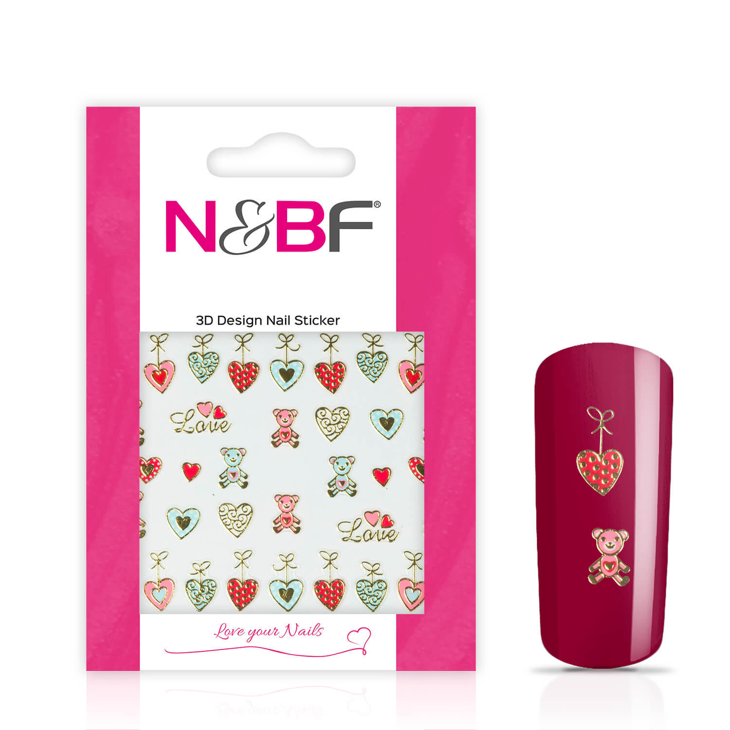 Nails and Beauty Factory Nagelsticker Love Hearts Gold 123646433