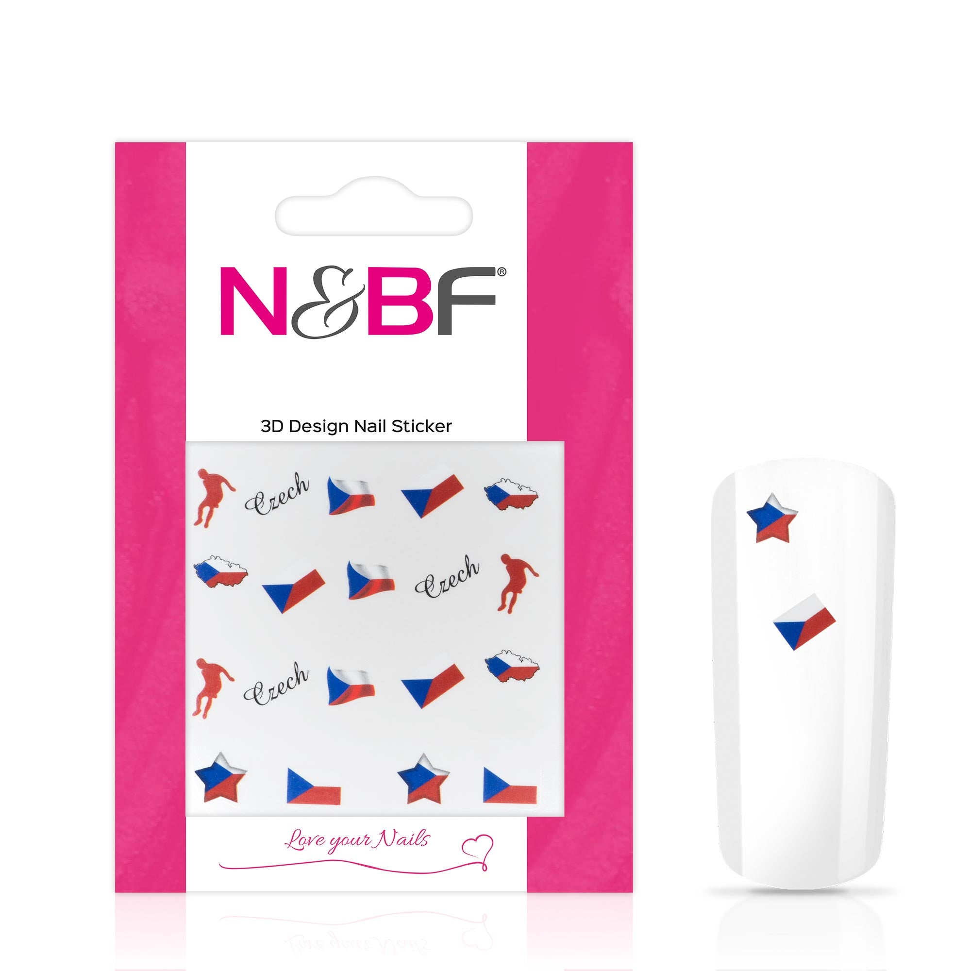 Nails and Beauty Factory Nagelsticker Soccer Czech Flags 2020