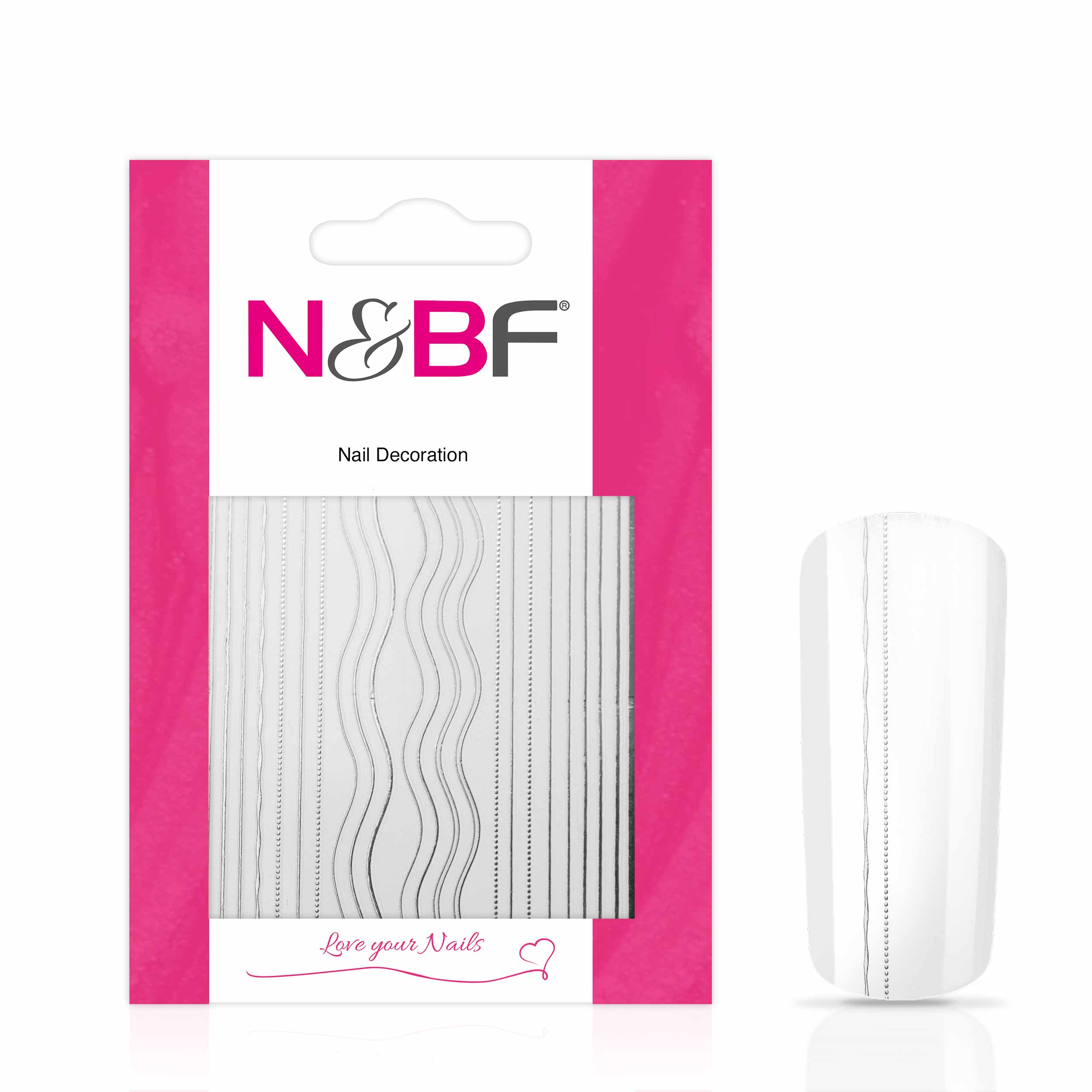 Nails and Beauty Factory Nagelsticker Stripes Chain Silver 1