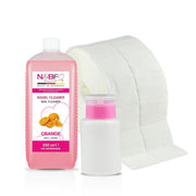 N&BF Nagel Cleaner Orange Duft 500ml  +  Zellettenrolle 1000 Stück & Dispenser Rosa Produktbild