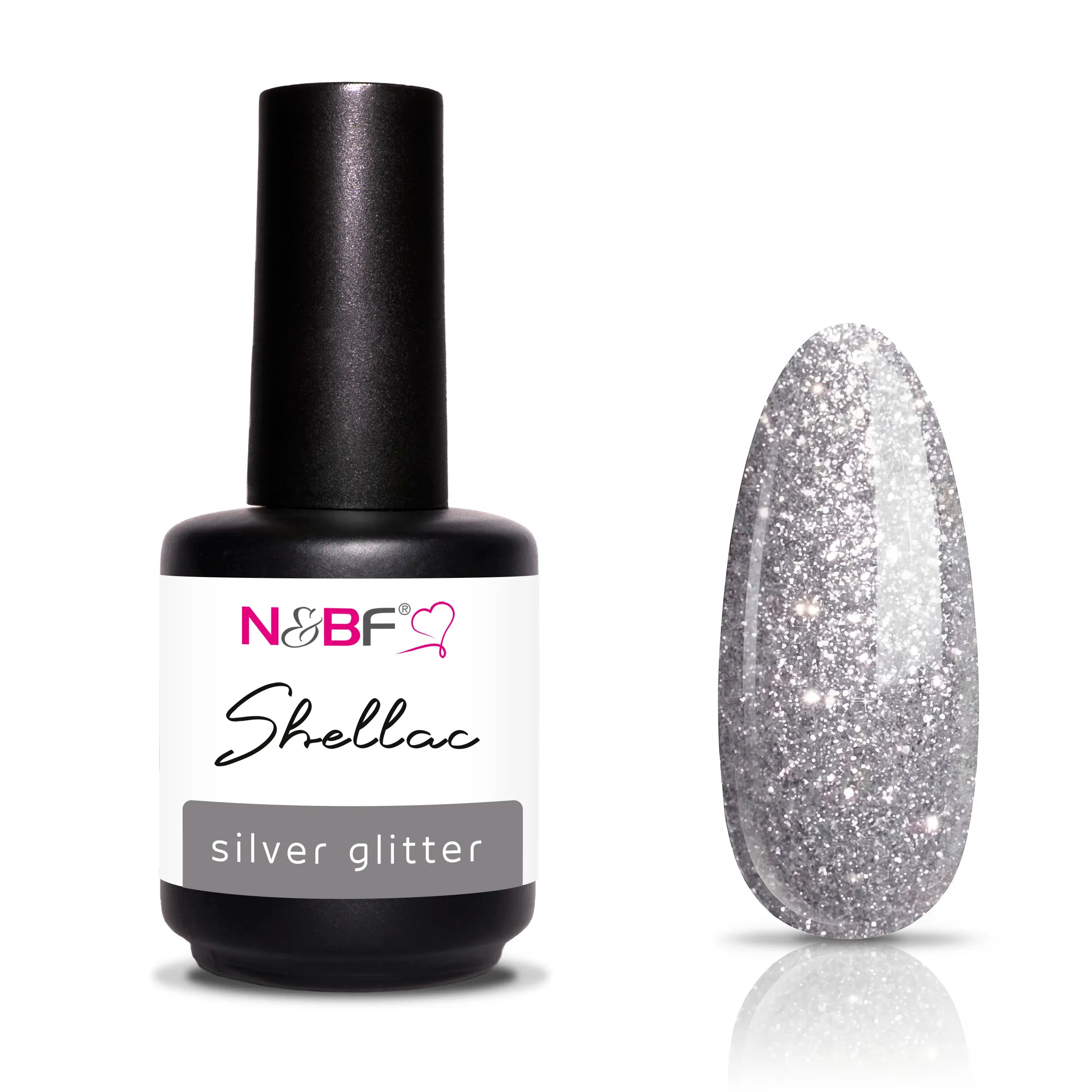 N&BF Shellac Silver Glitter 12ml