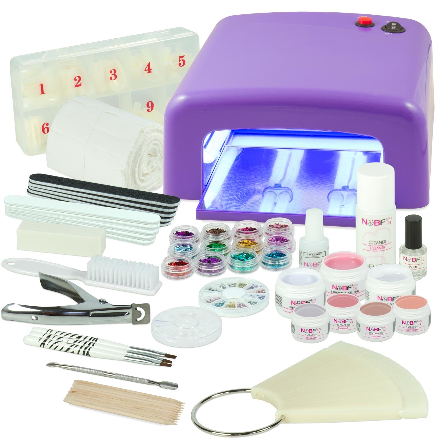 Nails and Beauty Factory UV Gel Nagelstudio Starter Set Farbgele Soft Nudes Lila