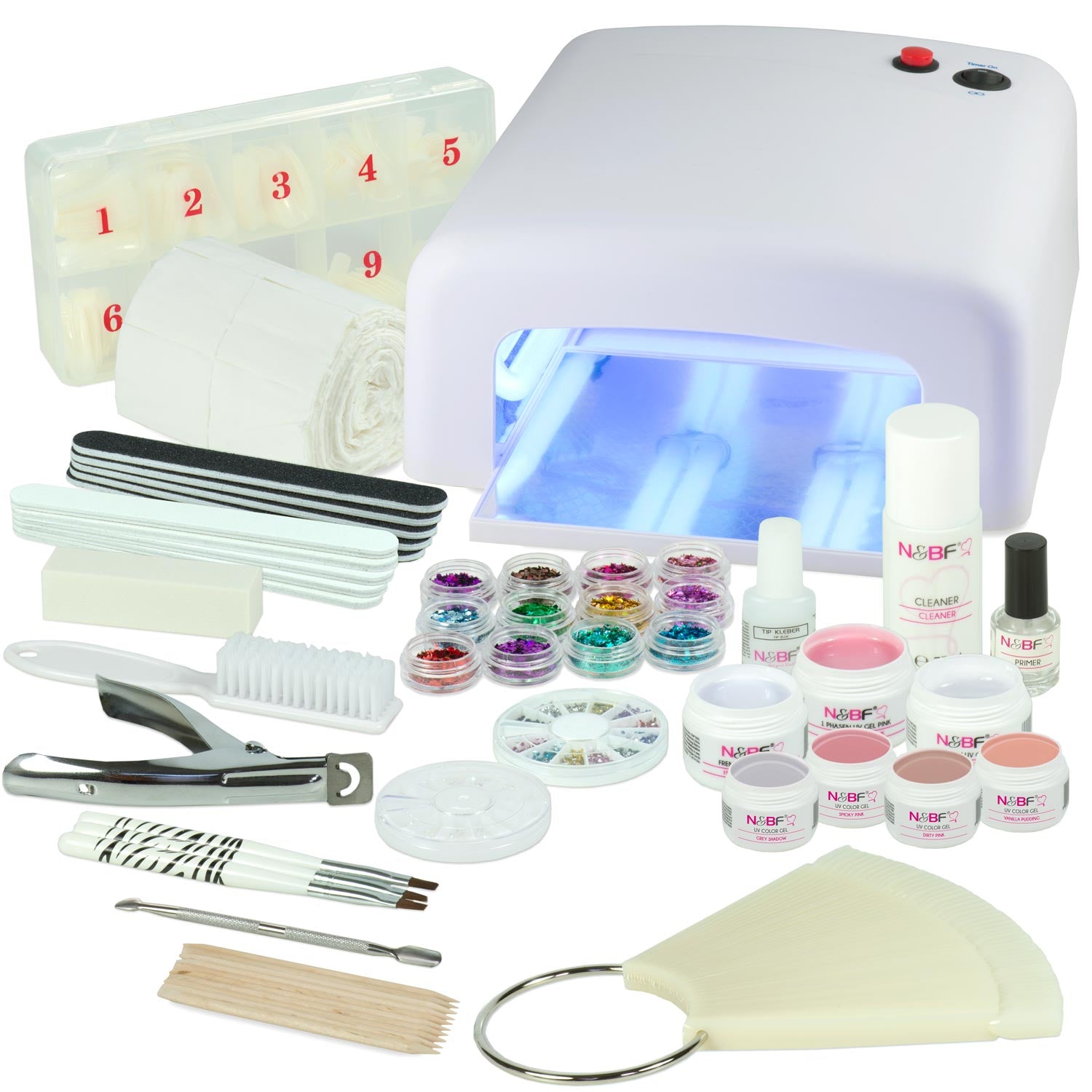 Nails and Beauty Factory UV Gel Nagelstudio Starter Set Farbgele Soft Nudes Weiss