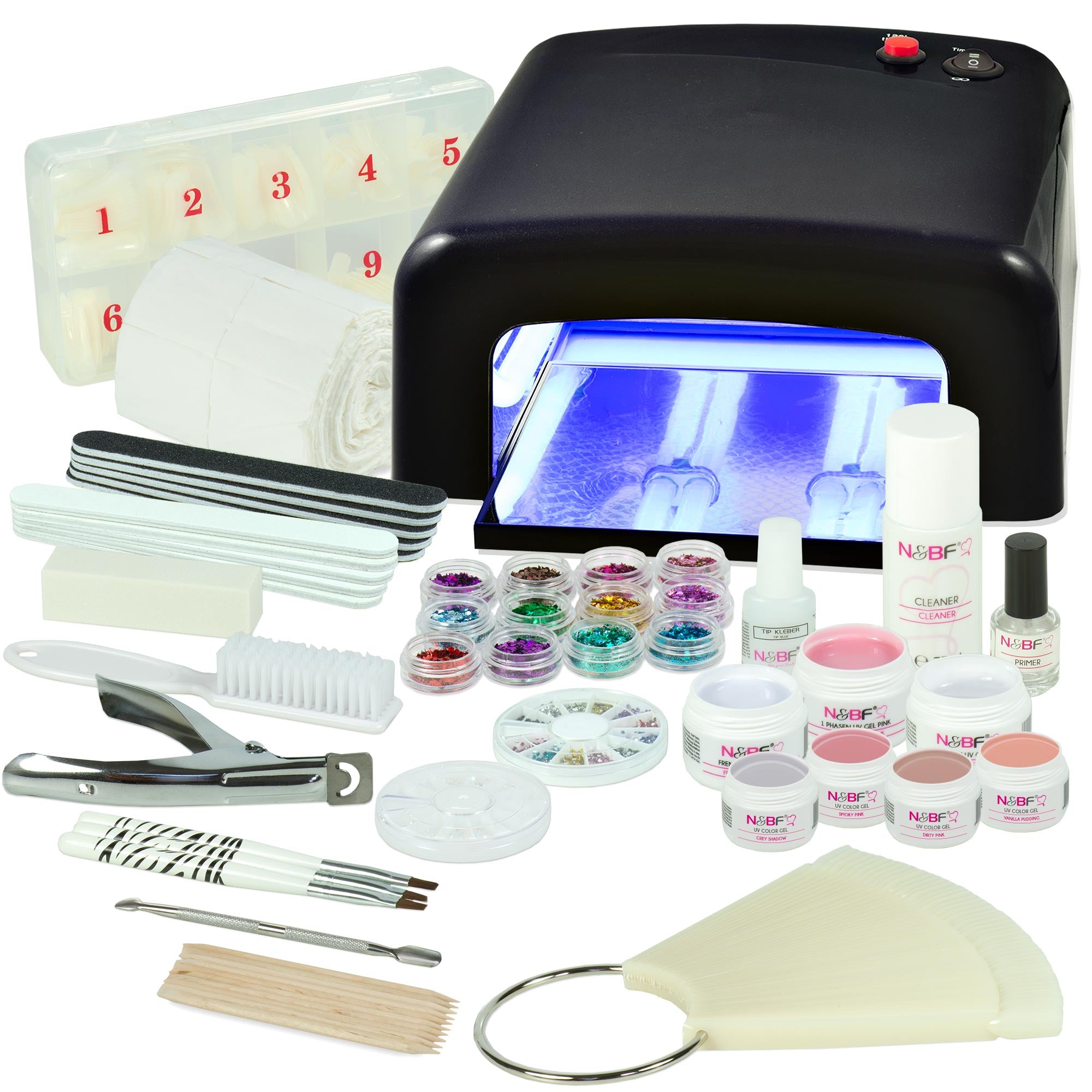 Nails and Beauty Factory UV Gel Nagelstudio Starter Set Soft Nudes Schwarz Edition