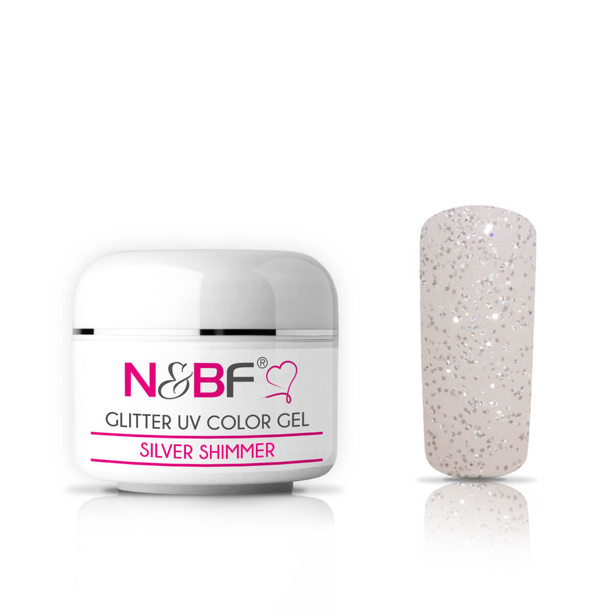 Nails and Beauty Factory UV Glitter Color Gel Silver Shimmer 5ml